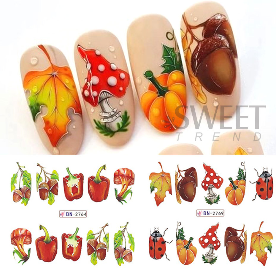 12pcs Autumn Nail Stickers Car - Waterslide Decal Paper recension och pris