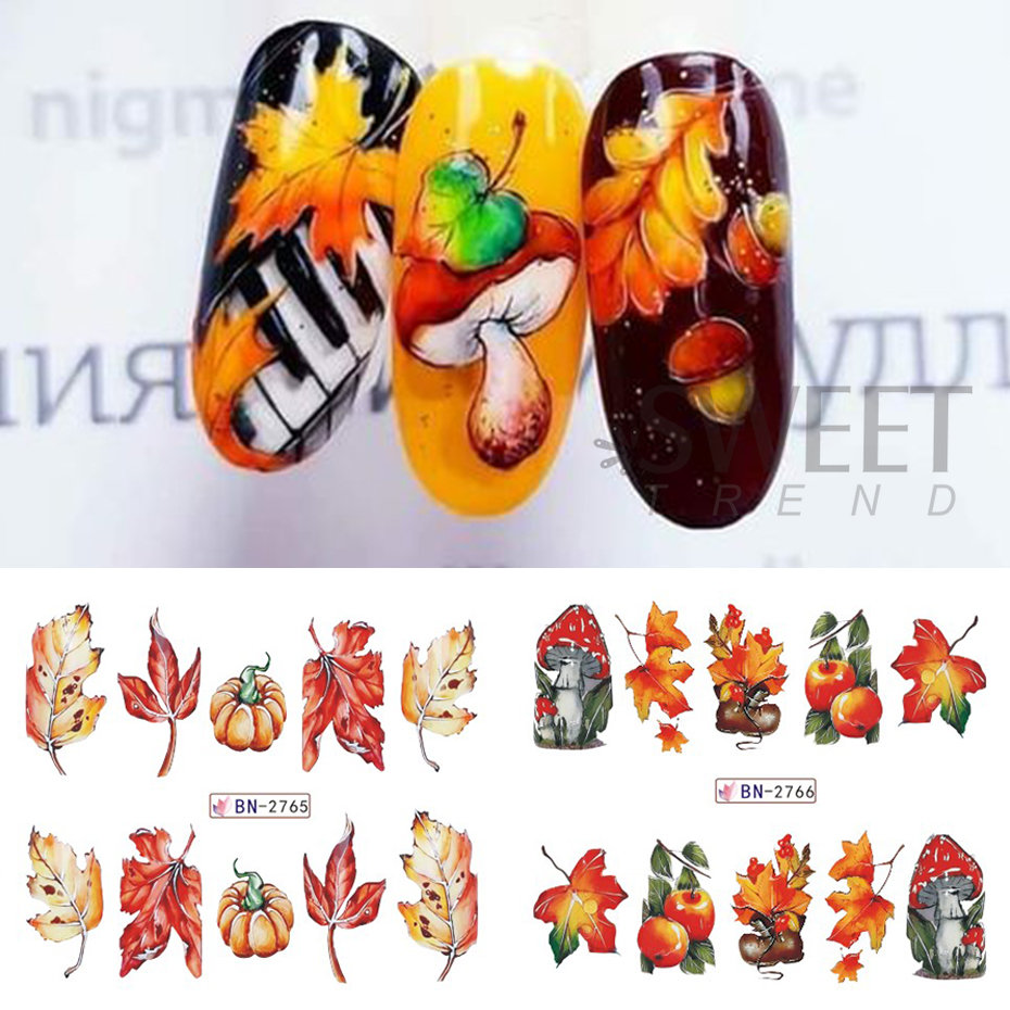 12pcs Autumn Nail Stickers Car - Waterslide Decal Paper recension och pris