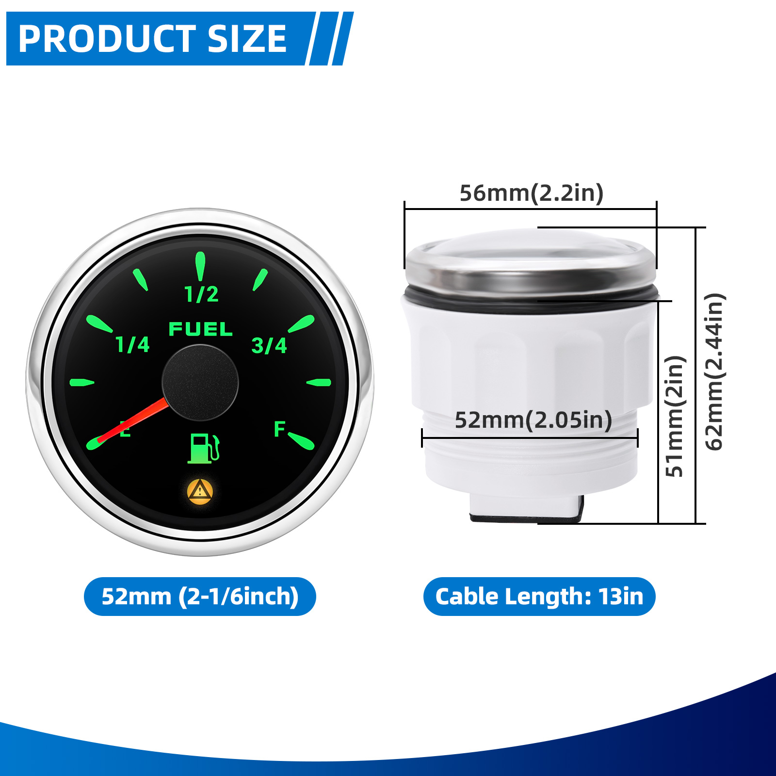 52mm Fuel Level Gauge With Fla - Panel Line Marker recension och pris