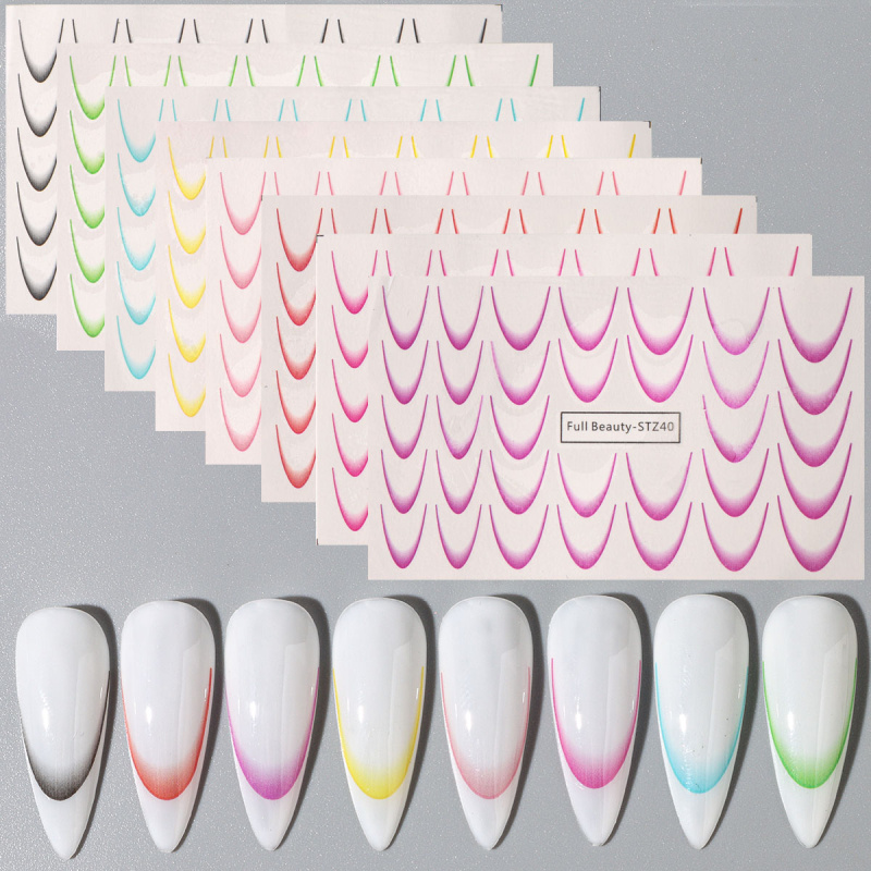 8pcs Gradient French Nail Art  - Waterslide Decal Paper recension och pris