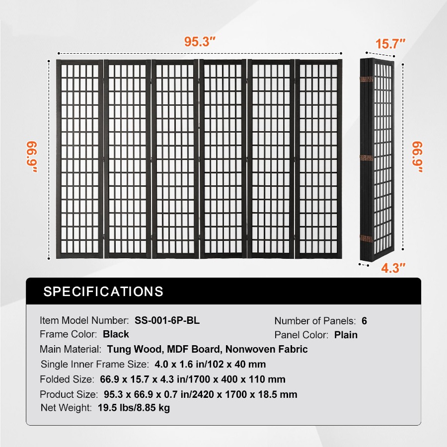 6 Panel Japanese Room Divider  - Panel Line Marker recension och pris