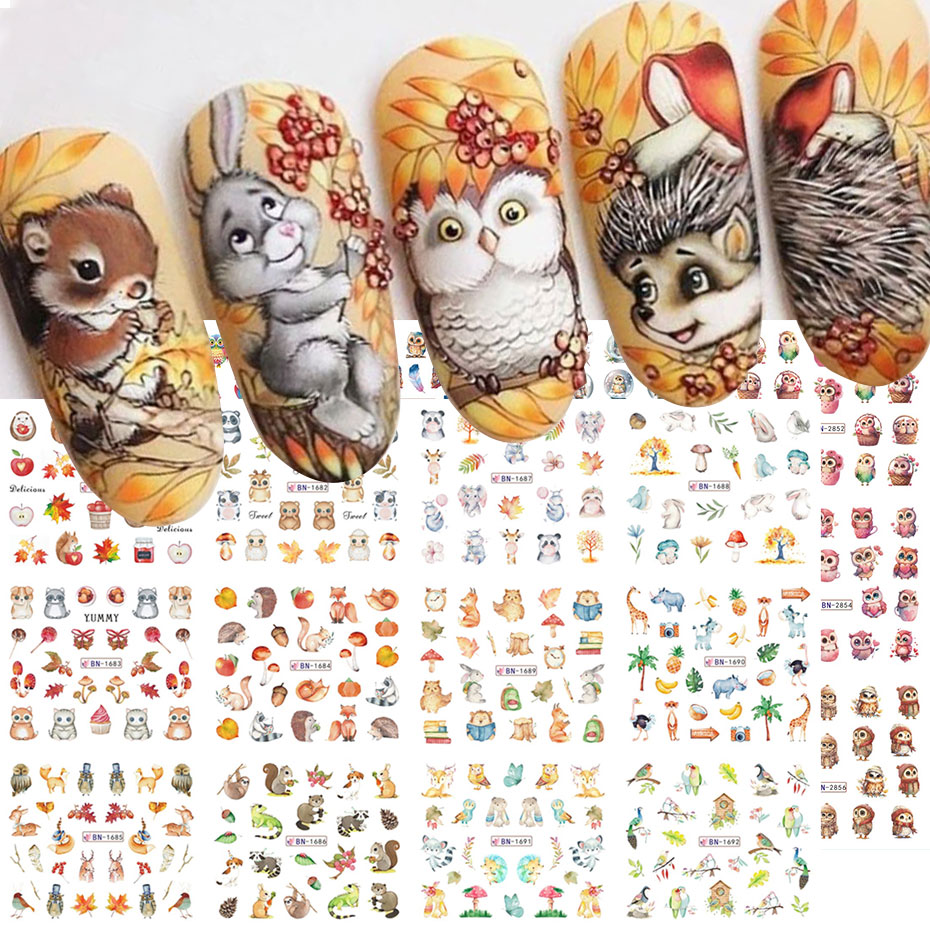 12Design Autumn Animal Nail Ar - Waterslide Decal Paper recension och pris