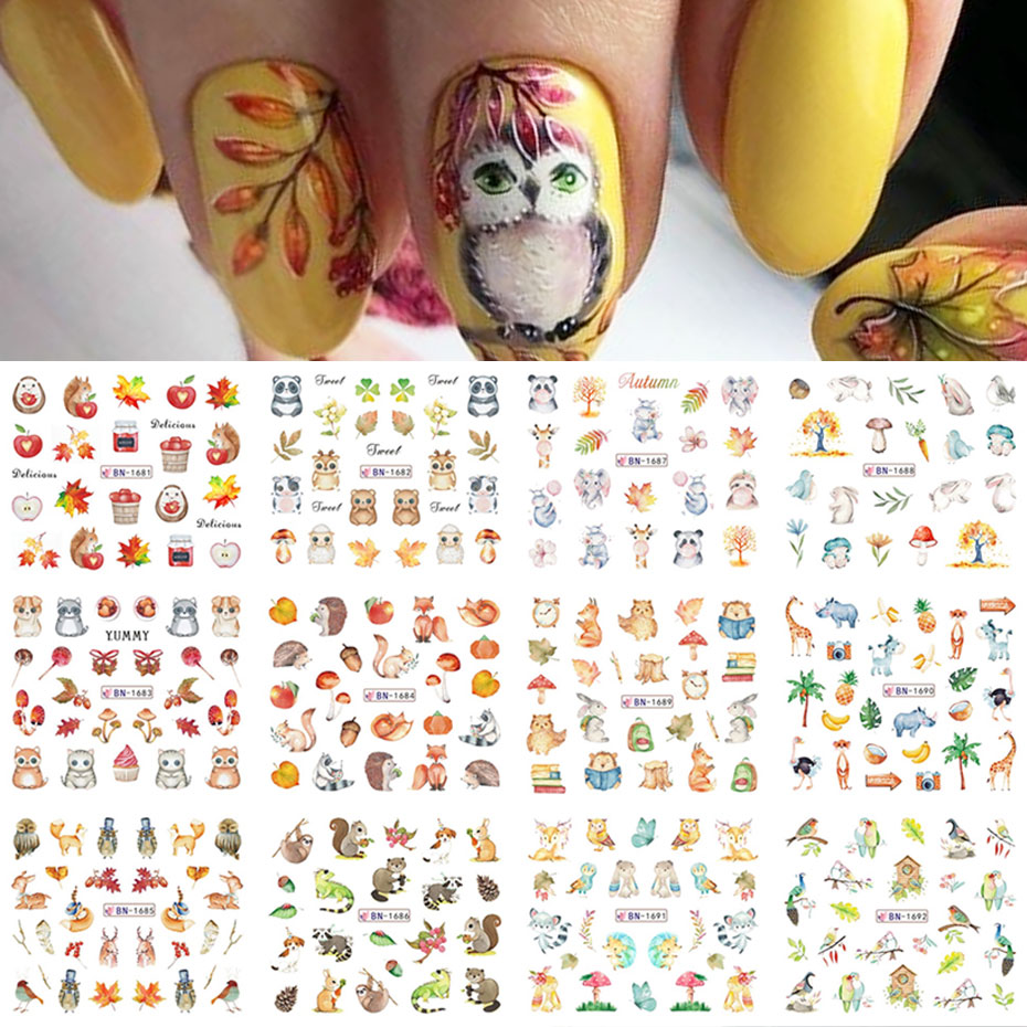 12Design Autumn Animal Nail Ar - Waterslide Decal Paper recension och pris